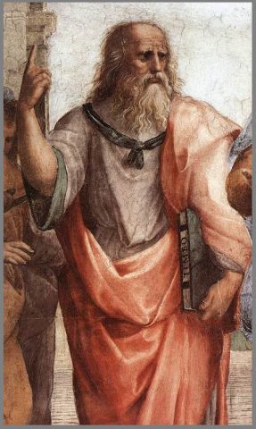 Platon imaginat de Michelangelo în fresca Scoala din Atena de la Vatican